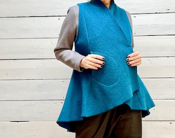felted wool, vest "Vicky", bell-shaped & wide, Victorian, S-XXL