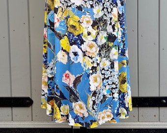 blue summer skirt with flowers made of cotton jersey