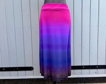 Airy summer skirt with a color gradient, pink-aubergine