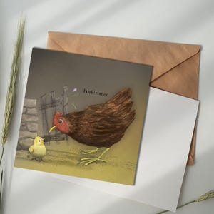Carte illustrée - Poule rousse