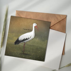 Illustrated card - White stork