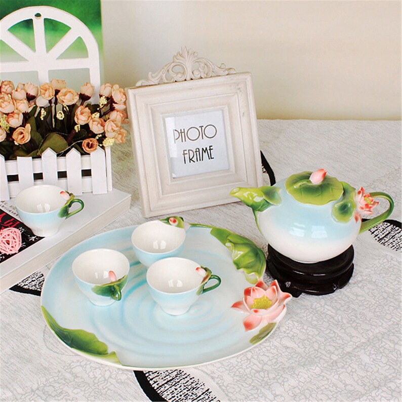 6 Pcs Lotus Tea Set/tea Set Gift/tea Set/tea Set for Etsy