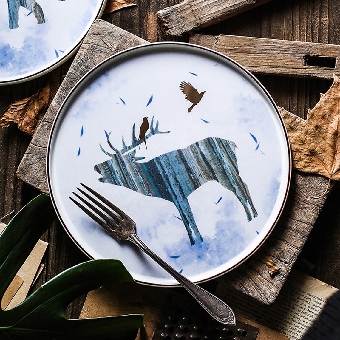 Forest animal dinner platesplates setkitchen dinnerware Etsy