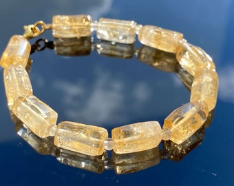 Citrine Bracelet, Gold-Plated Sterling Silver, Natural Gemstone Jewelry