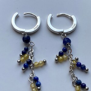 Lapis Lazuli Jewelry Set: Ukraine Bracelet, Ring, Earrings, Silver 925 Earrings