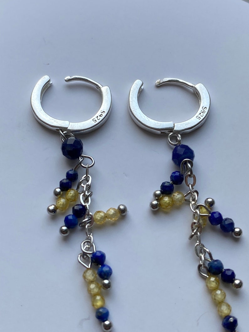 Lapis Lazuli Jewelry Set: Ukraine Bracelet, Ring, Earrings, Silver 925 Earrings