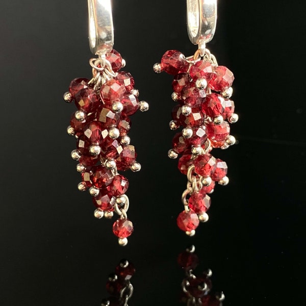Garnet earrings grape gemstone earrings statement red earrings jewelry dainty silver earrings mothers day gift gifts for mom Gift for Her