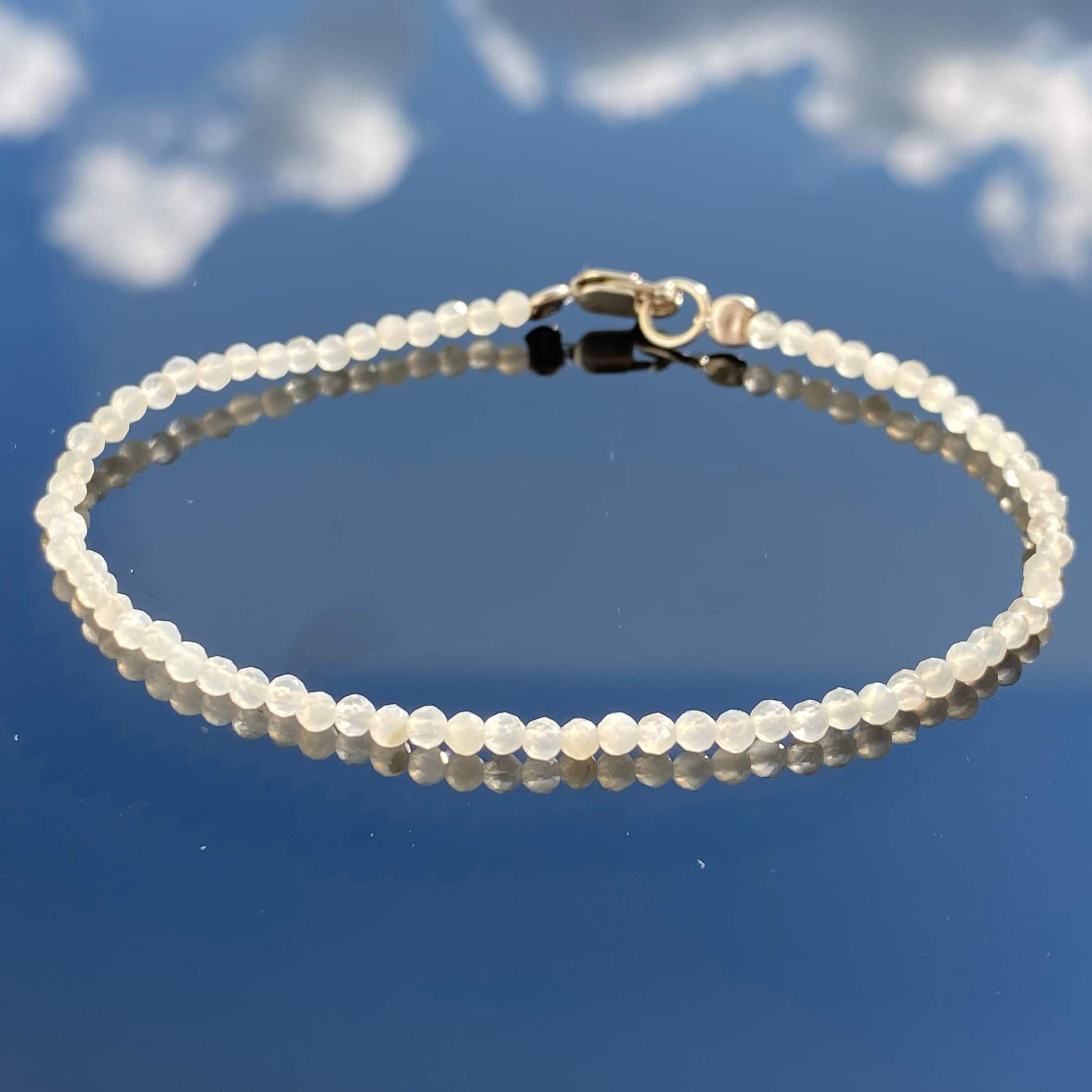 Rainbow Moonstone Bead Bracelet: 6 mm or 8 mm Round Crystals