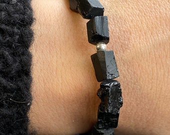 Turmalin Armband Stress Relief Schutz bösen Blick zierlich minimalistisch Stretch verstellbar Armband Geschenke für Mama Muttertagsgeschenk