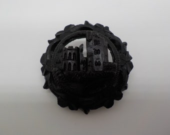 Cahir Castle with Shamrock Border, Reproduction Bog Oak Brooch