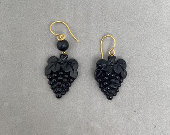French Jet (Glass) Reproduction, Grape Earrings (With or Without Top  Ball)