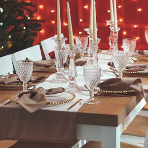 BEIGE TABLE RUNNER - White Table Runner - Handmade Table Runner And Napkins - Beautiful Christmas Table Decor - Tovaglioli di stoffa morbida