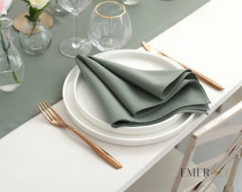 Handmade Sage Green Napkins - Gabardine Cloth, Table Decor