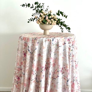 Pink Rose Tablecloth - Round 134&quot;/340cm - Hand Crafted Floral Garden  -  Family Event - Table Decor for Home and Celebrations