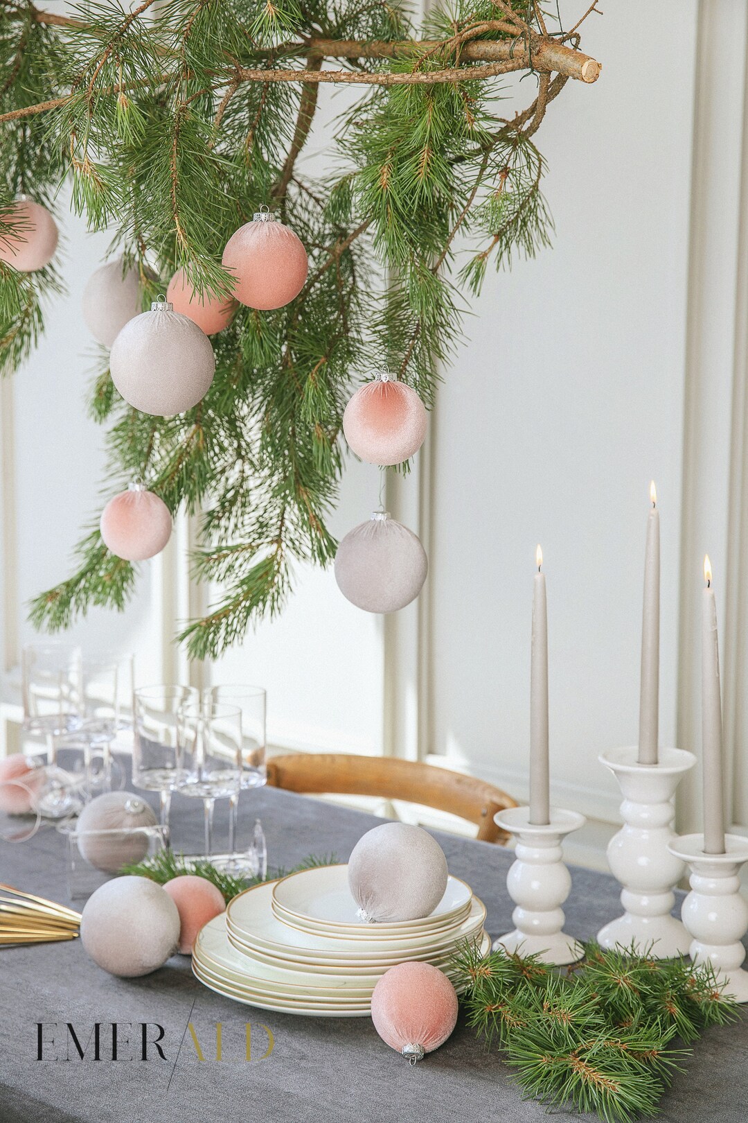 DUSTY PINK ORNAMENTS Christmas Tree Decoration Handmade Velvet Ornament