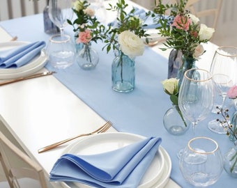 LIGHT BLUE | BABY Blue- Table Runner and Napkins - Handmade Table Set Decor