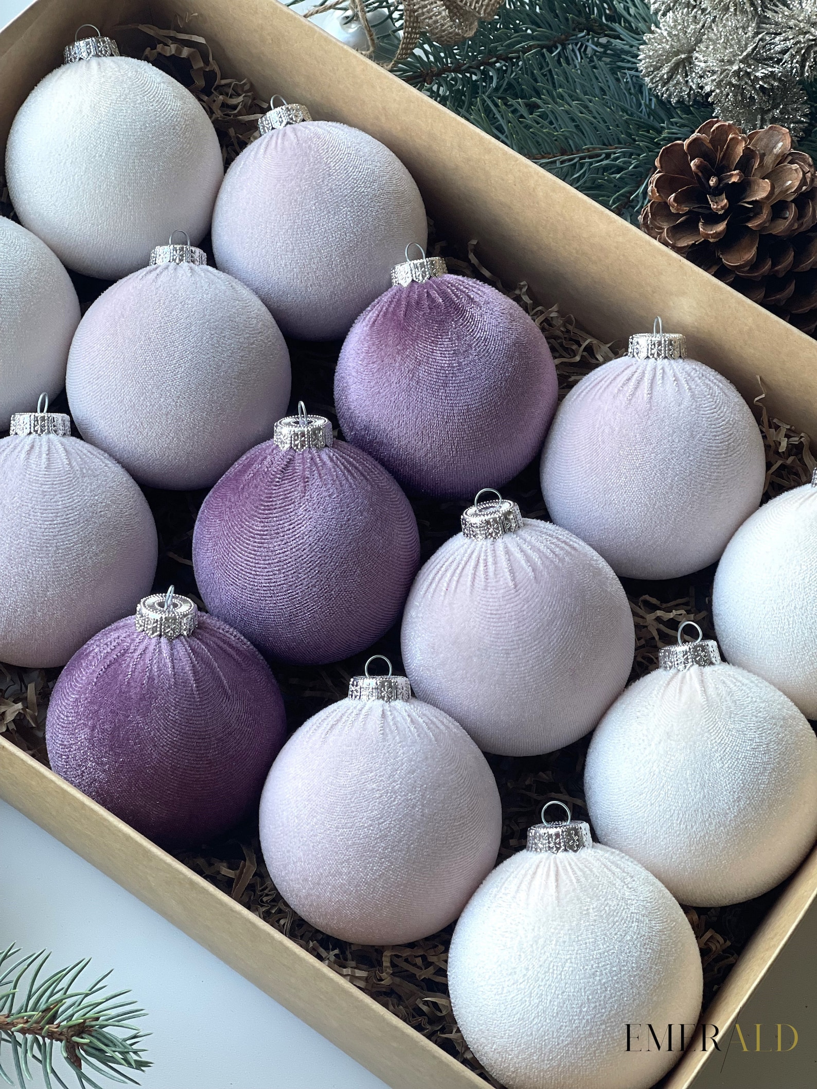 Image of Purple Velvet Christmas Ornaments