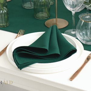 Emerald Green Napkins - 18x18 inches/45x45 cm - Handcrafted Family Event Napkins - Elegant Dark Green Table Decor for Home & Celebrations