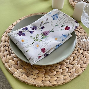 Floral Garden Napkins - 18&quot;x18&quot;/45x45 cm - Fields of Flowers - Handmade Family Event Napkins - Table Decor for Home and Celebrations