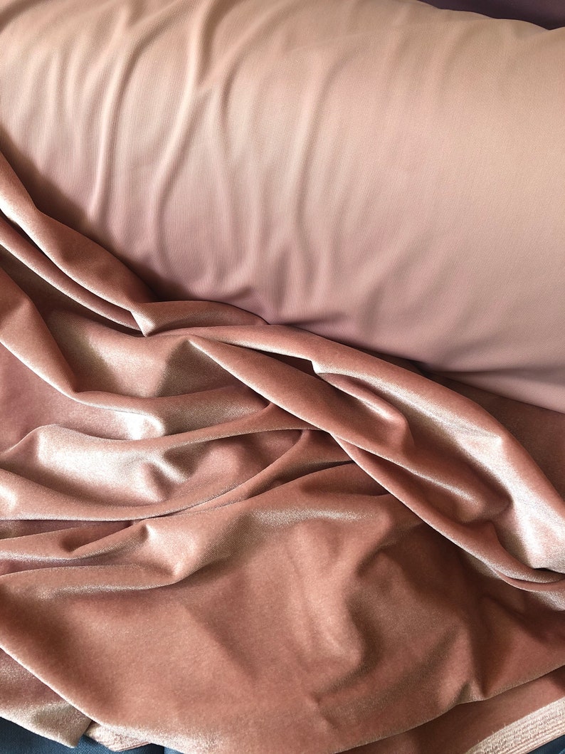 Dusty Rose Stretch Velvet Fabric 63 Width 4-Way Stretch Luxurious for Dresses, Weddings, Dancewear image 2