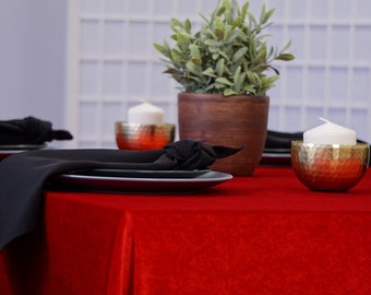 Red velvet tablecloth for Events, Weddings, Anniversary, Christmas table deco
