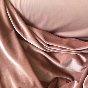Dusty Rose Stretch Velvet Fabric | 63&quot; Width | 4-Way Stretch | Luxurious for Dresses, Weddings, Dancewear
