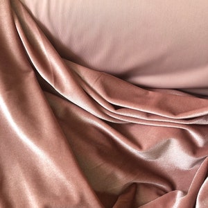 Dusty Rose Stretch Velvet Fabric 63 Width 4-Way Stretch Luxurious for Dresses, Weddings, Dancewear image 1