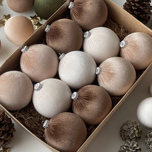 11-Piece Christmas Ornaments Set - 3.94 Inch in Brown, Beige, and Vanilla - Elegant Holiday Decor