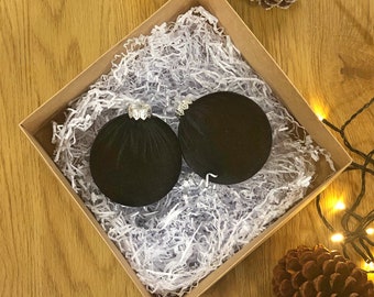 BLACK CHRISTMAS ORNAMENTS | Handmade Velvet Decoration