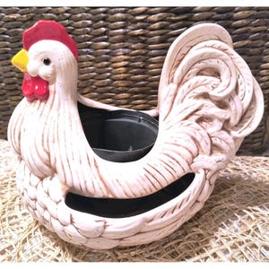 Vintage Farmhouse Rooster Planter, 1970&#39;s Gemco , Marked 1984 Hand Painted, GUC