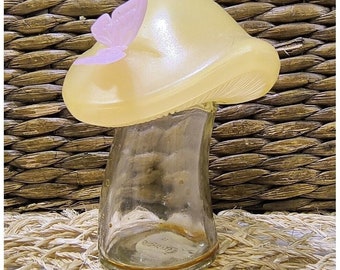 Vintage Avon Mushroom with Butterfly Sweet Honesty Bottle, EUC