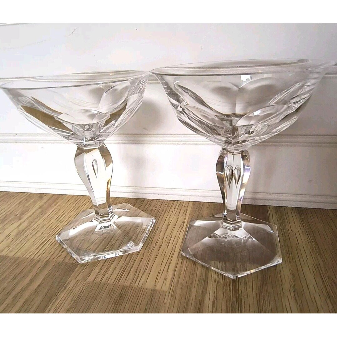 SET/2 Crystal Vintage Controlled Bubble Glasses, Cocktail Stemware ...