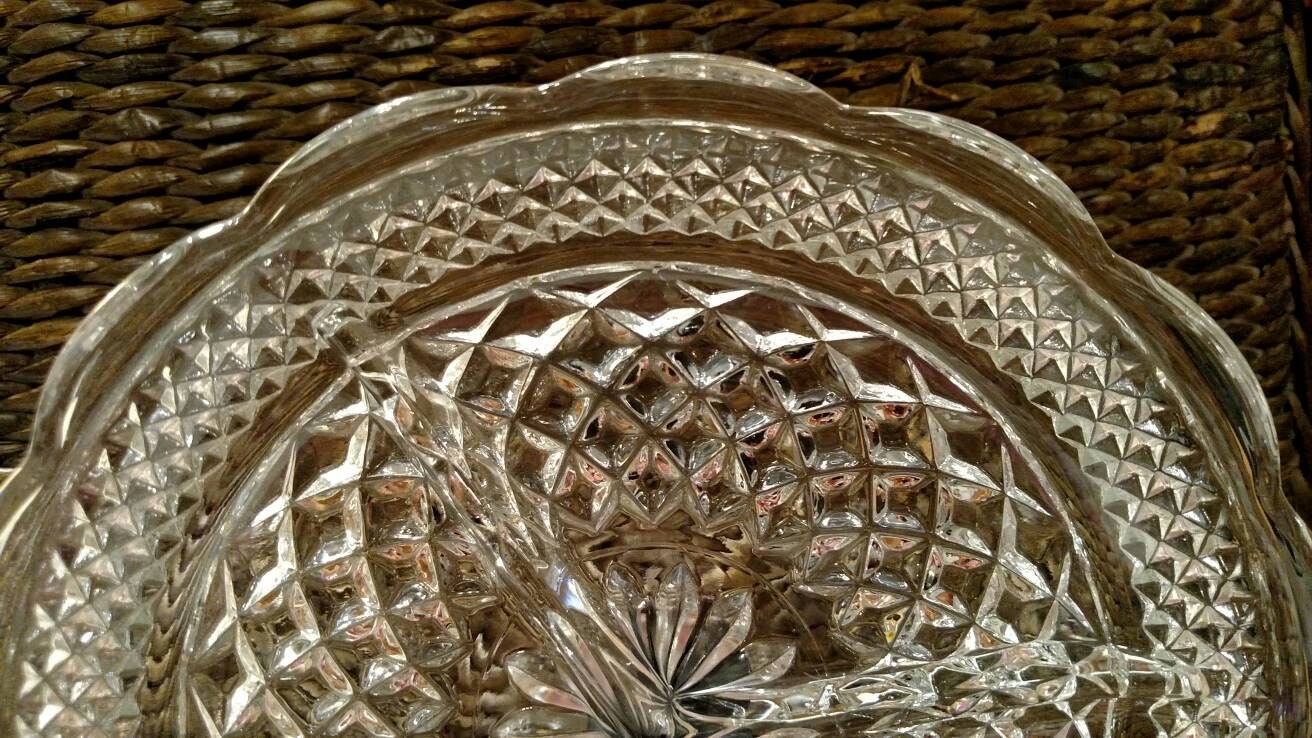 Vintage Crystal 3 Section 8.5 Diameter Serving Tray Etsy