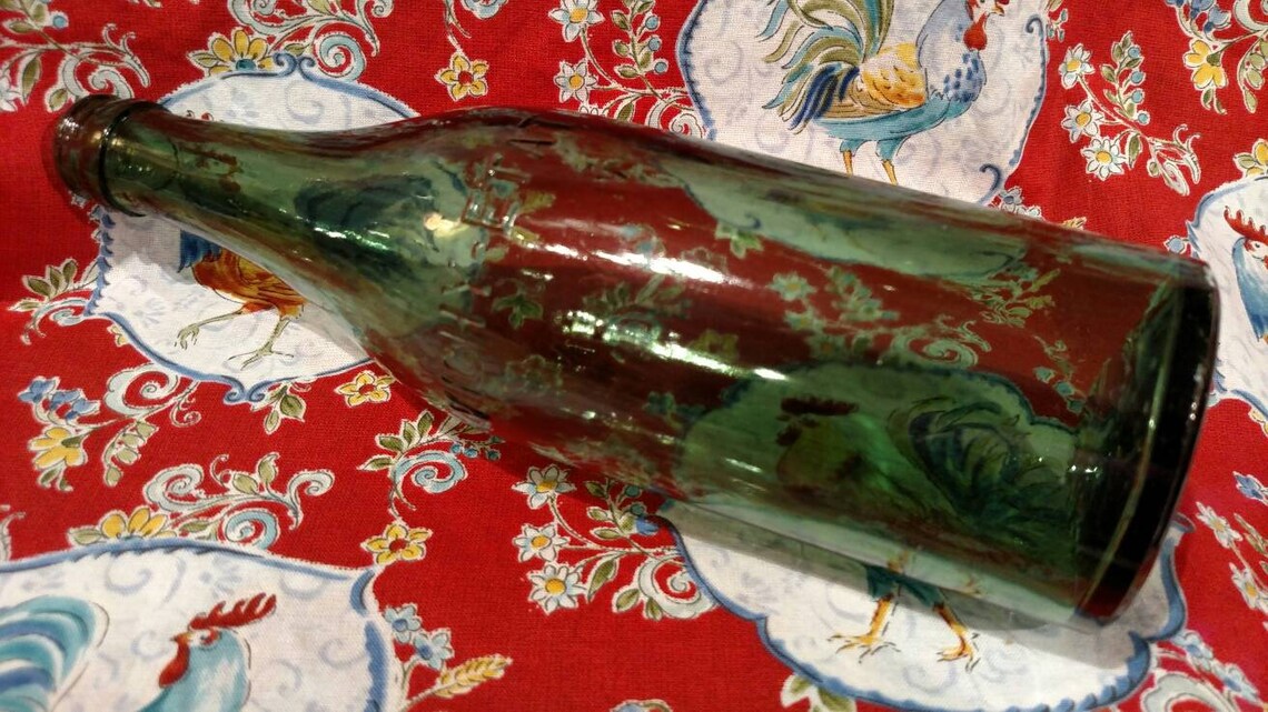 Vintage French VichyEtat Green Glass Mineral Water Bottle Etsy