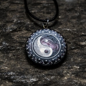 Yin Yang Necklace, Custom Pendant Jewelry, Necklace with Round Stone Pendant, Handmade Jewelry Necklace Stone, Spiritual Necklace for Women