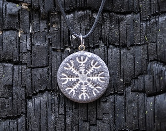 HELM OF AWE Necklace, Viking Rune Pendant, Norse Aegishjalmur Amulet, Wicca Talisman, Pagan Protection, Witchcraft Jewelry, Sacred Symbol