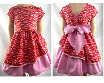 Kleid Sommerkleid Baumwollkleid Drehkleid Festkleid Einschulungskleid Doppelkleid Schleife
