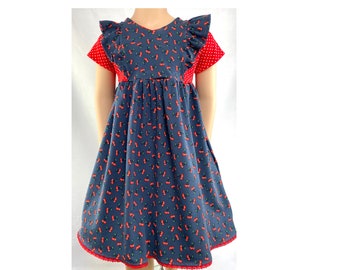 Dress, summer dress, cotton dress, jersey dress, rotating dress, party dress, school enrollment dress, cherries