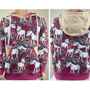 122/128 sweatshirt hoodie red horses