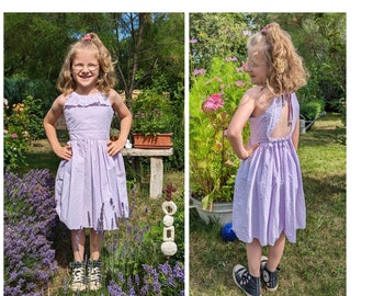 Festive dress summer dress cotton dress twirl dress lace color choice! pink white yellow mint purple