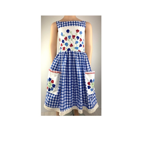 Gr.122 - 140 Kleid Upcycling Vintage Retro Drehkleid Sommerkleid Unikat