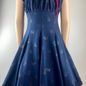Kleid Sommerkleid Baumwollkleid Jerseykleid Drehkleid Festkleid Einschulungskleid Schmetterlinge Glitzer beere oder marine Bild 3