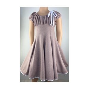 puntini beige vestito da estate vestito di cotone vestito in jersey vestito girevole vestito da partito vestito dalla scuola vestito