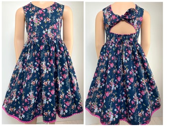 Kleid Sommerkleid Baumwollkleid Drehkleid Blumen blau