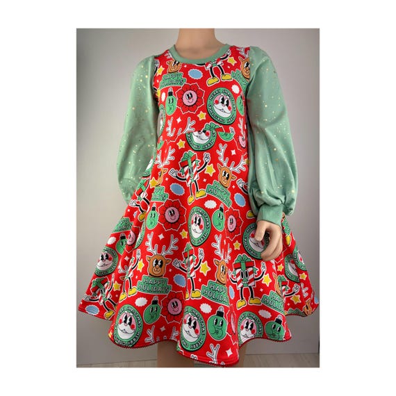 Fun, Colorful Christmas Dress Made of Sweatshirt Fabric With Glitter