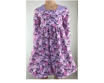 Swivel dress long sleeve dress sweat dress purple horses