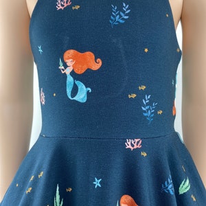 Sommerkleid Drehkleid Tellerkleid Kleid mit Tellerrock Trägerkleid Strandkleid Meerjungfrau weiß oder blau Bild 5