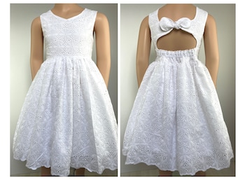 Kleid Sommerkleid Baumwollkleid Drehkleid Lochspitze weiß