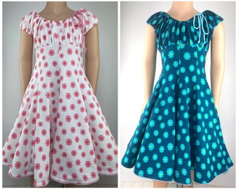 Dress summer dress cotton dress jersey dress swivel dress party dress school dress flowers pink, blue, orange, red