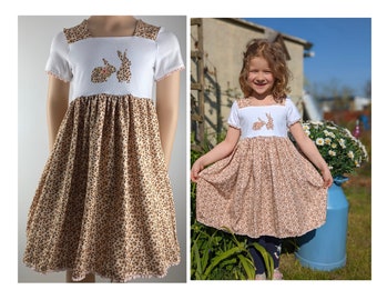 Jerseykleid Sommerkleid Mädchenkleid Osterkleid Häschen Hase